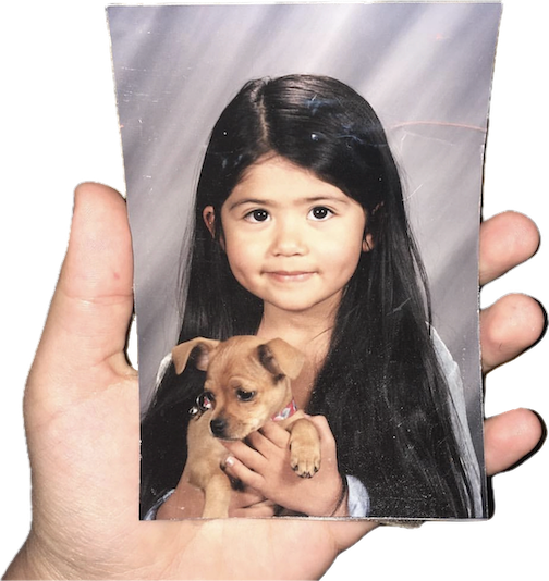 hand holding image of me holding chica